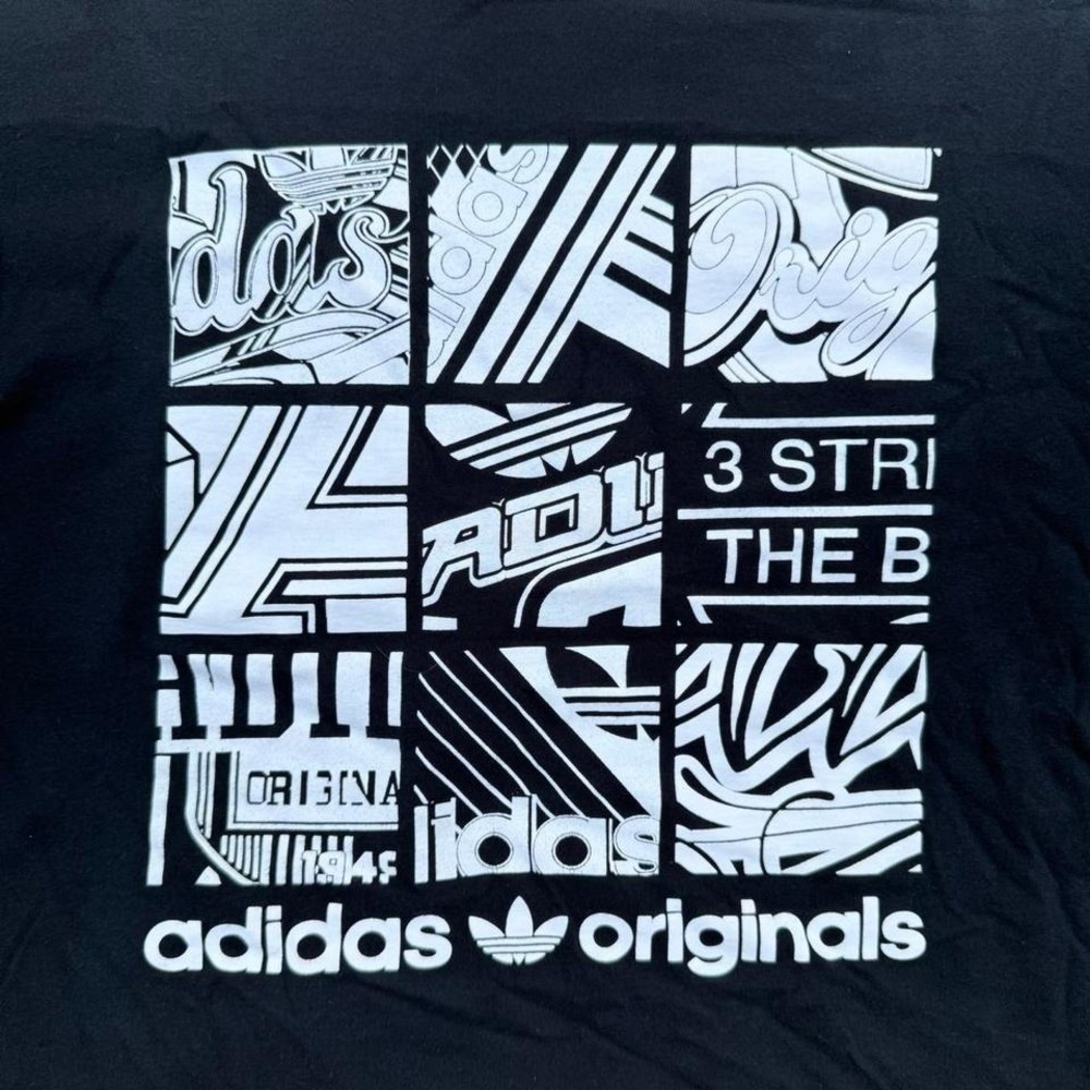 Adidas Originals Tshirt Mens Size Medium‎ Black White Graphic Tee Logos (2015)